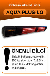 Goldsun Aqua Plus 3000 Watt GSA30PLG Düşük Işıklı Kumandalı Suya Dayanıklı Elektrikli İnfrared Isıtıcı-Siyah